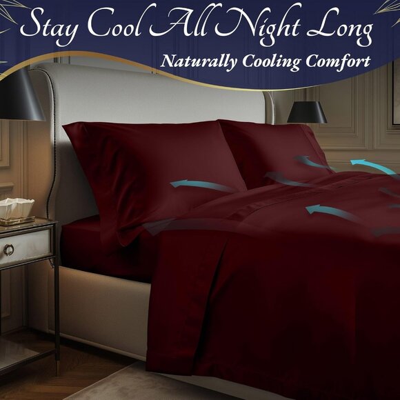 8- 100% Viscose Derived from Bamboo Sheets Queen Size 4pcs - Cooling 17" Deep - Picture 4 of 7